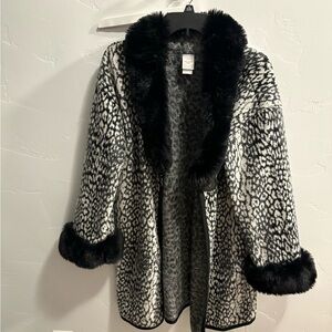 leapord jacket with fur cuffs